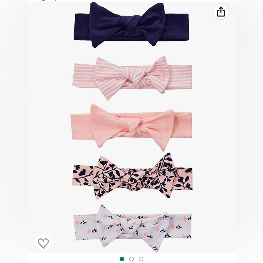 5 Pack of Baby Girl Headbands (Pink/Navy)